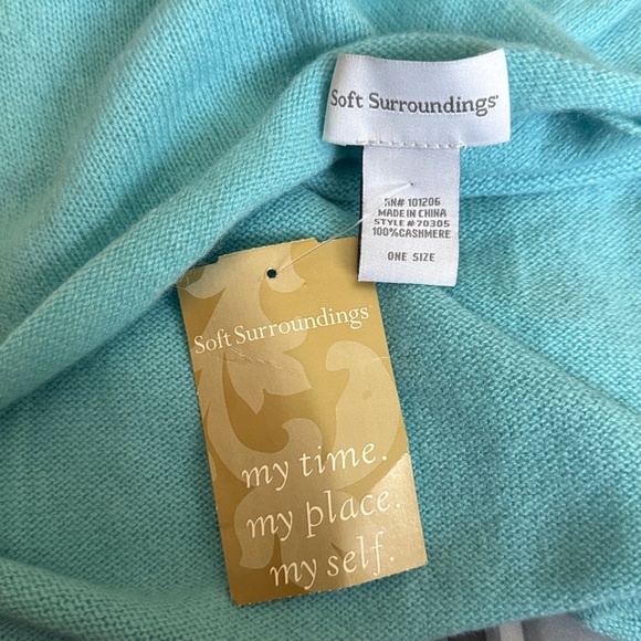 Soft Surroundings Cashmere Aqua Blue Scarf NWT 80” Long x 19” Wide - Picture 3 of 4